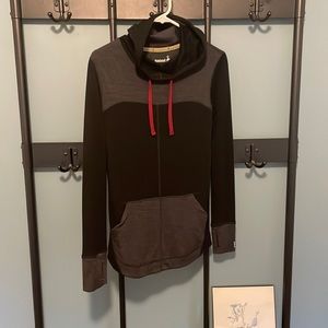 Smartwool merino wool hooded base layer, sz S, black & charcoal heather